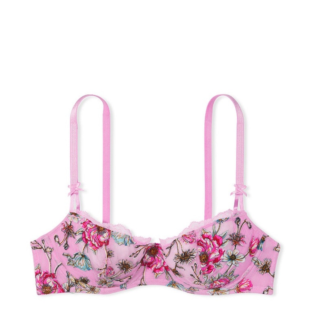 Victoria’s Secret NWT floral embroidery balconette bra pink